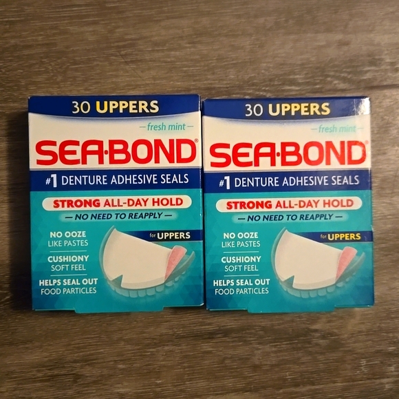 Sea-Bond Denture Adhesive UPPERS 30 ct (‎ 2 boxes ) MINT green - Picture 1 of 1